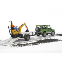 Bruder - Auto Land Rover s přívěsem a JCB