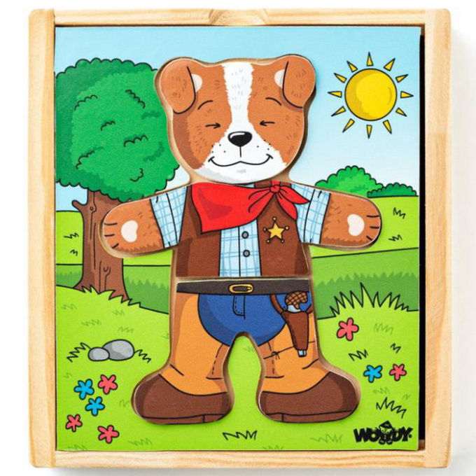Dřevěné puzzle – Oblečení psík