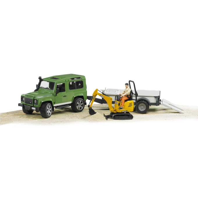 Bruder - Auto Land Rover s přívěsem a JCB