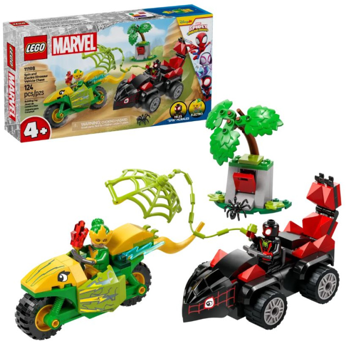 11198 Lego Marvel – Spin, Electro a honička s dinosauřím vozidlem