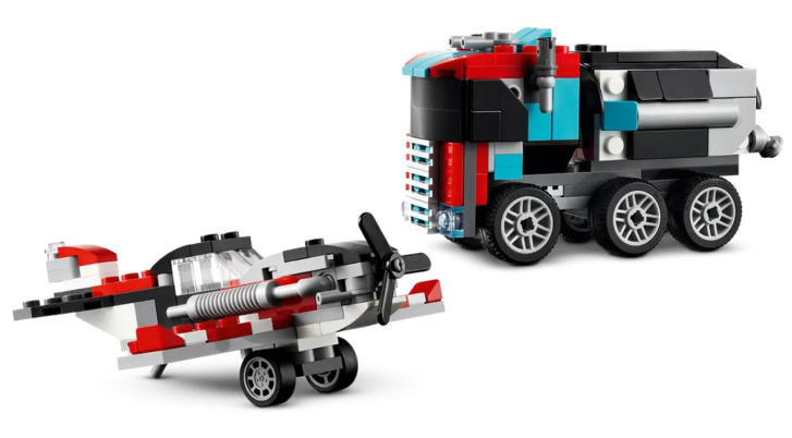 31146 Lego Creator – Náklaďák s plochou korbou a helikoptérou