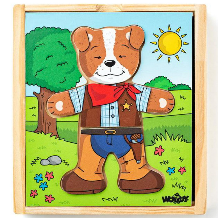 Dřevěné puzzle – Oblečení psík