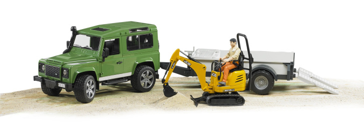 Bruder - Auto Land Rover s přívěsem a JCB