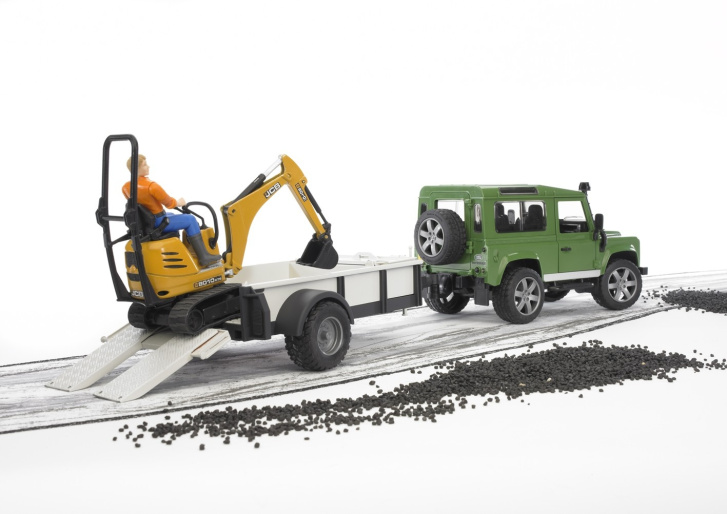 Bruder - Auto Land Rover s přívěsem a JCB