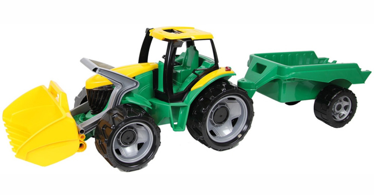 Traktor s lžící a vlečkou