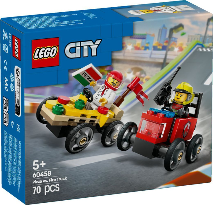 60458 Lego City – Závodní balíček: Rozvoz pizzy vs. hasičské auto