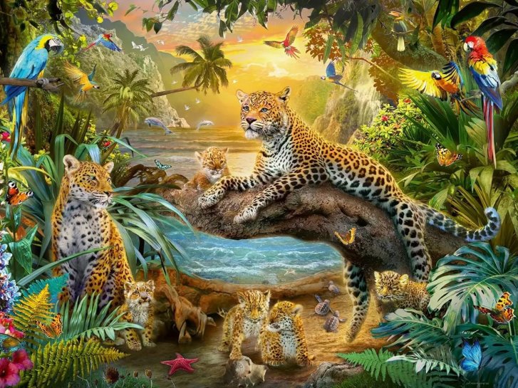 Puzzle 1500 - Leopardi v džungli